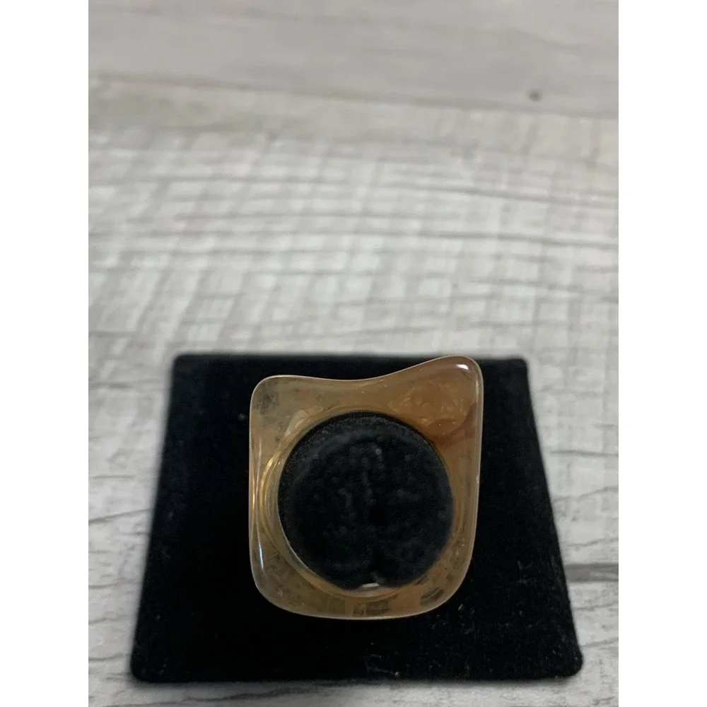 Colorful Acrylic Ring - Transparent Resin Geometric Tan Square Irregular Ring
